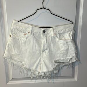 We The Free White Distressed boho festival Jean Shorts